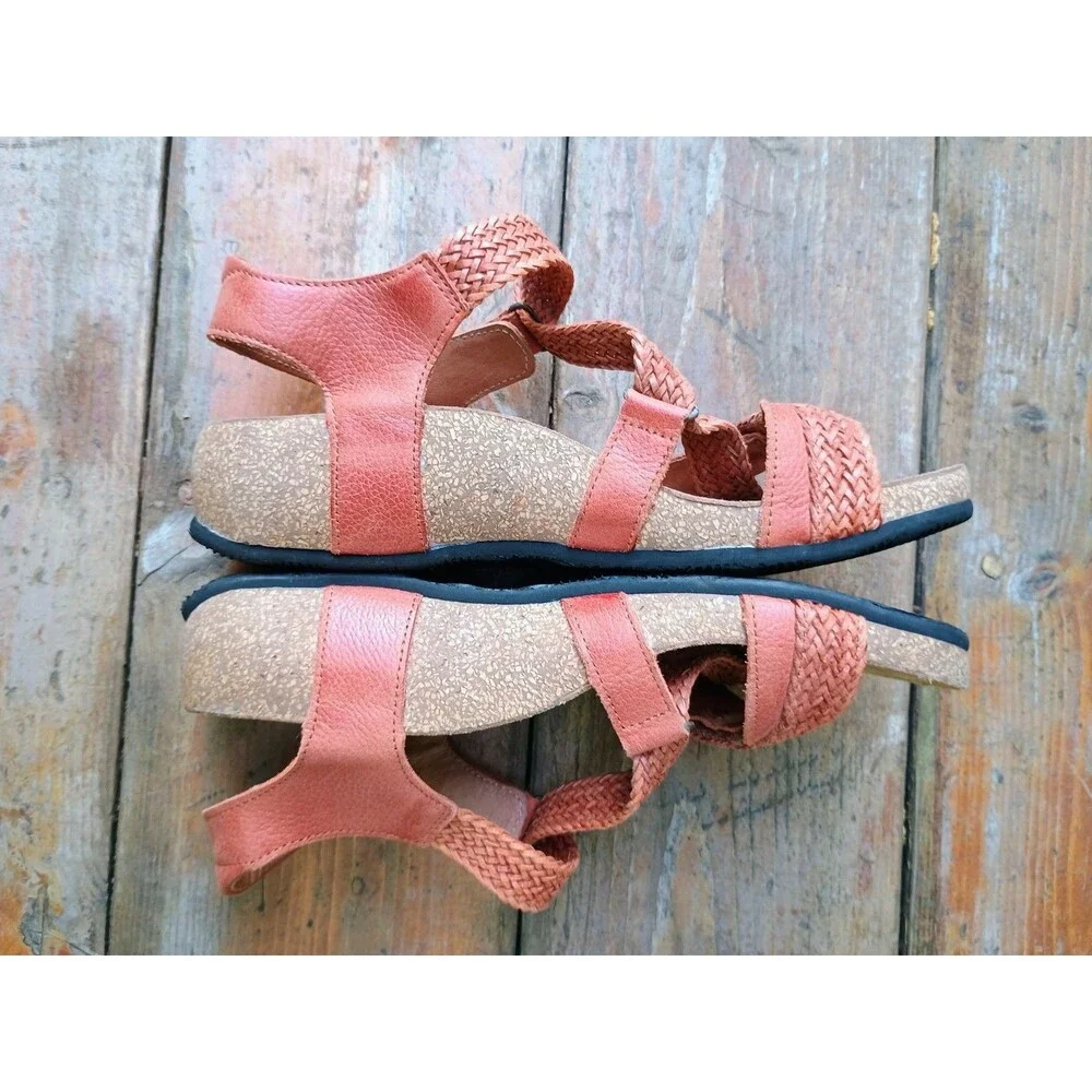 Taos 5-5.5 EU 36 Trulie Burnt Orange Women's Woven Leather Braid Wedge Sandals